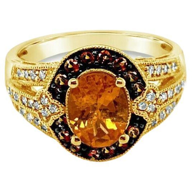 Arusha Exotics Ring Spessartite Smoky Quartz Vanilla Diamonds 14K Honey ...