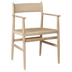ARV Dining Chair w/Armrests by David Thulstrup in White Oak, Woven Seat and Back