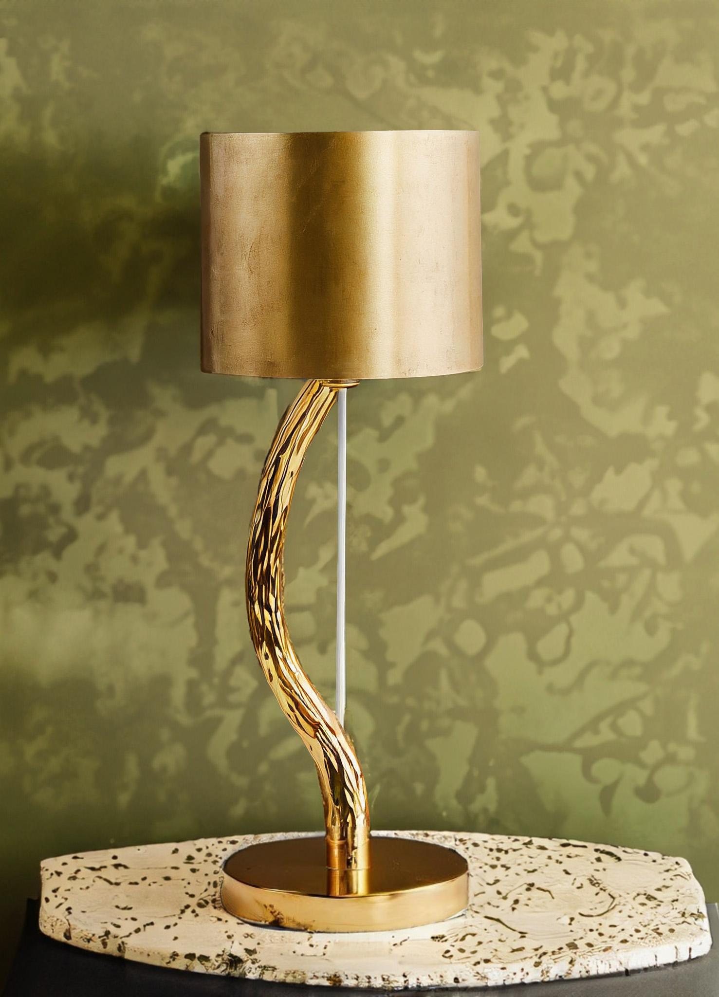 French Arva Golden brass Lamp For Sale
