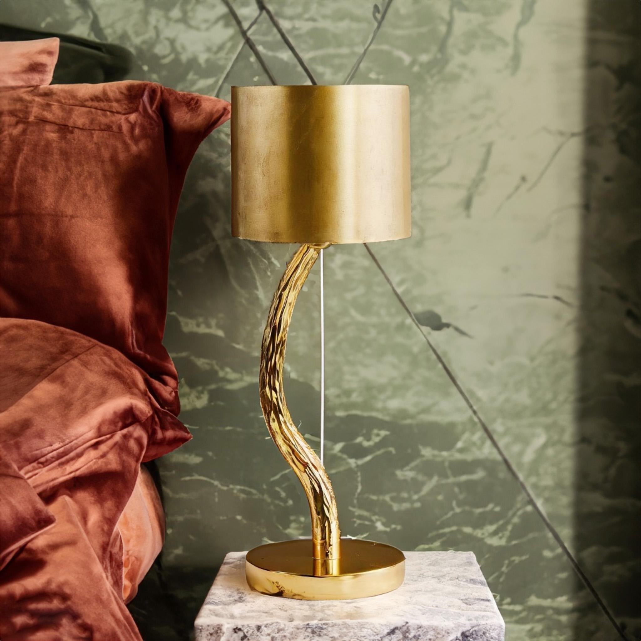 Hand-Crafted Arva Golden brass Lamp For Sale