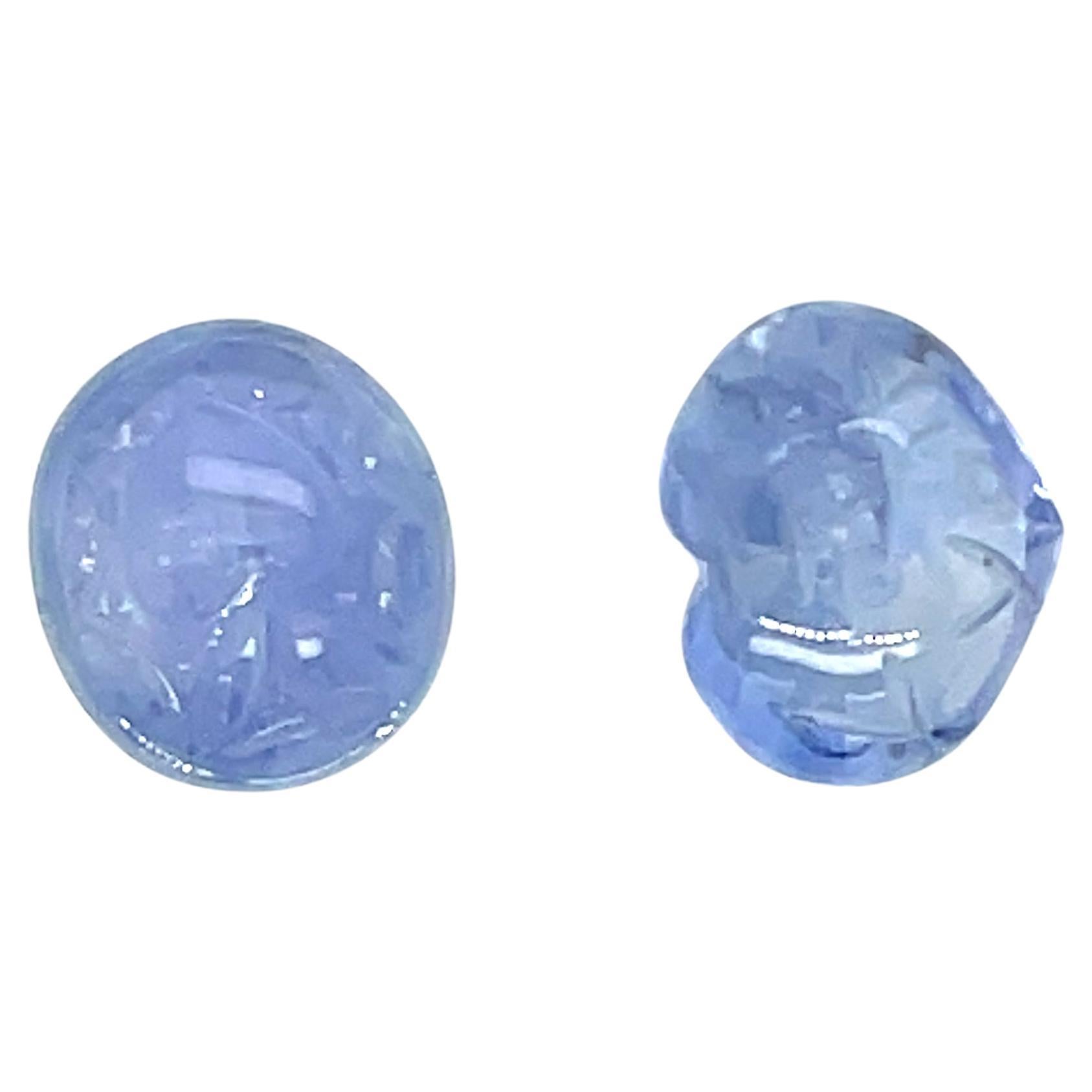 Carved Oval and Heart-Shaped Sapphire Cabochons Cts 14.93 For Sale