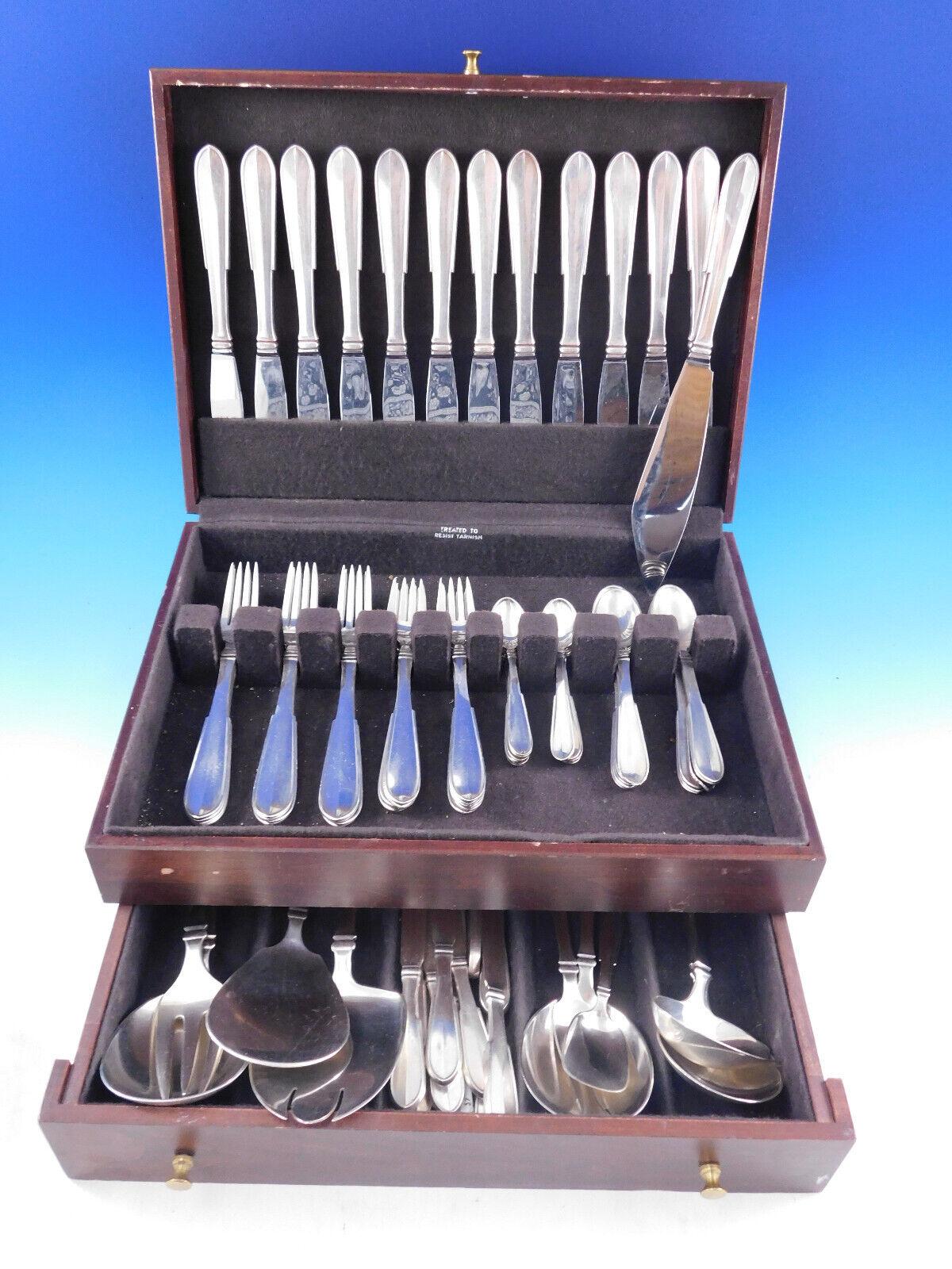 Scarce Arvesolv No. 1 by Hans Hansen Danish Sterling Silver Flatware set - 82 pieces. This set includes:


12 Knives, long handle, 8 3/4