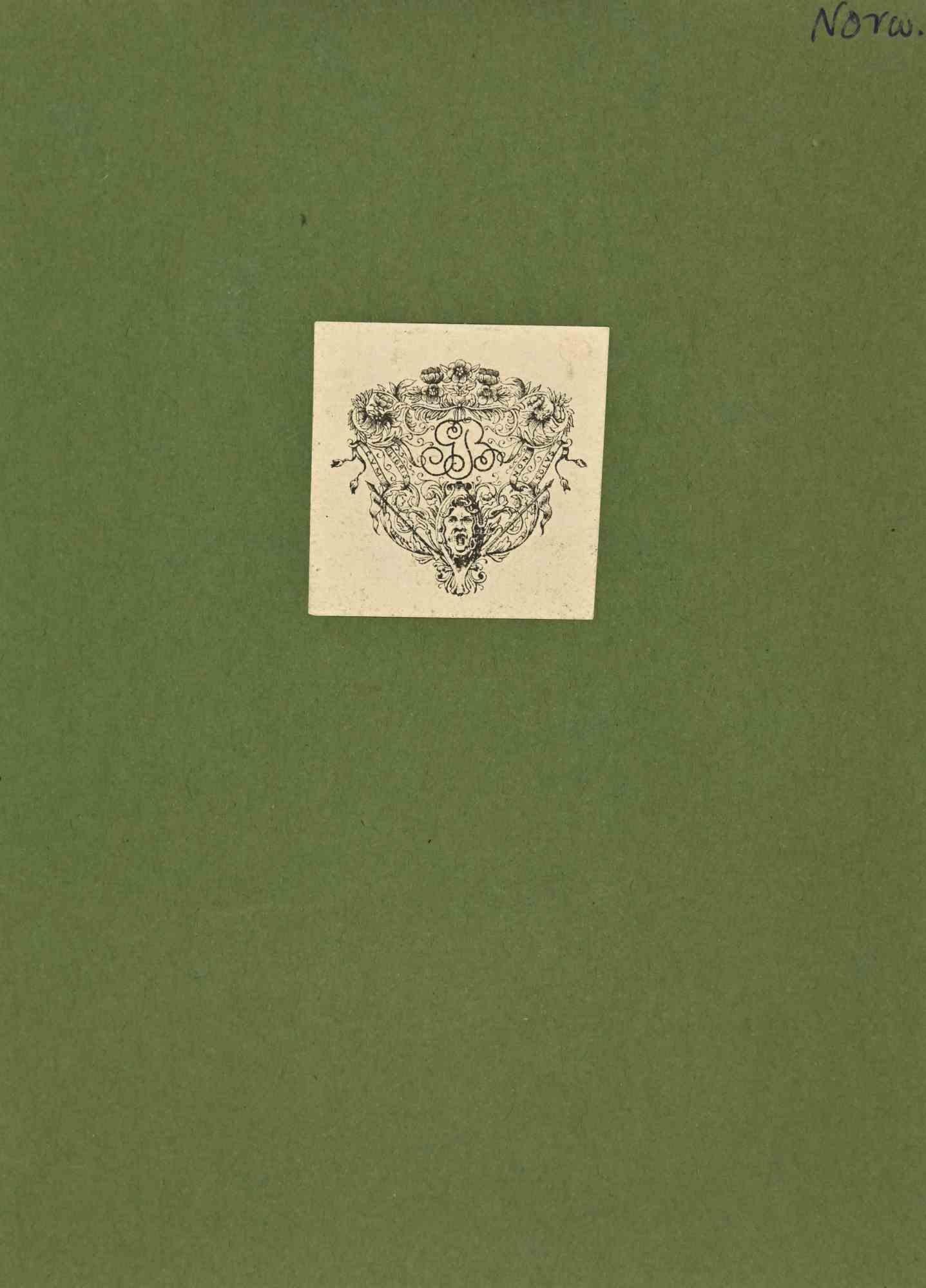 Ex Libris   - Berghman ist ein modernes Kunstwerk aus der Mitte des 20. Jahrhunderts von Arvid Berghman.

Ex Libris. S/W-Holzschnitt auf Papier. Handsigniert auf der Rückseite.

Das Werk ist auf grünen Karton geklebt.

Abmessungen insgesamt: 20x 15