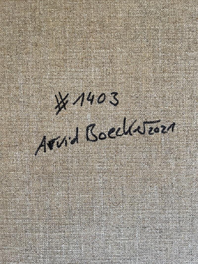 #1403 (Abstract painting)

Oil on canvas - Unframed.

Boecker begins each new work by penciling in his composition. But the work ultimately is about the colors and layers that will evolve on the surface over time. He builds his paint up in a slow