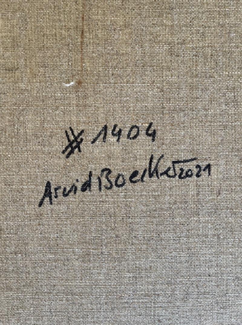 #1404 (Abstract painting)

Oil on canvas - Unframed.

Boecker begins each new work by penciling in his composition. But the work ultimately is about the colors and layers that will evolve on the surface over time. He builds his paint up in a slow