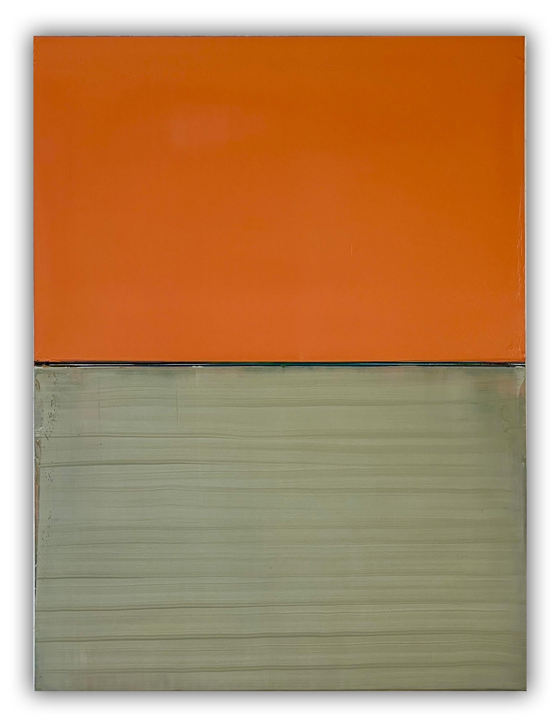 Boecker begins each new work by penciling in his composition. But the work ultimately is about the colors and layers that will evolve on the surface over time. He builds his paint up in a slow process, adding layers of color then partially removing