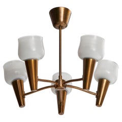Arvid Böhlmarks Lampfabrik, lustre, laiton, verre, Suède, années 1950