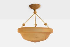 Arvid Böhlmarks Lampfabrik Attribution, Pendant Light, Glass, Rope, Sweden, 1930