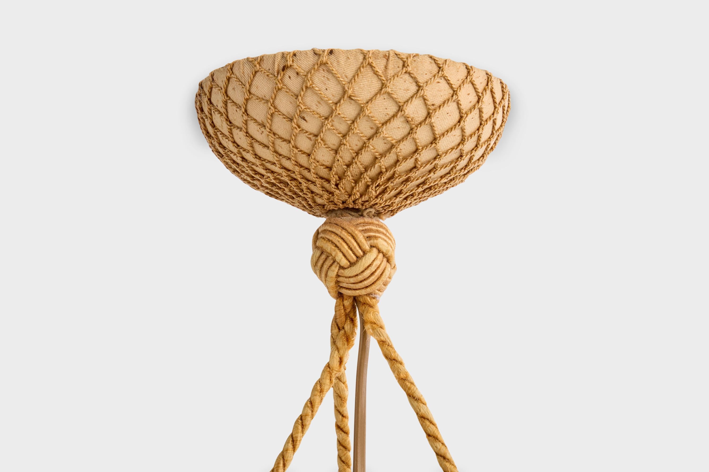 Scandinavian Modern Arvid Böhlmarks Lampfabrik Attribution, Pendant Light, Glass, Rope, Sweden, 1930 For Sale