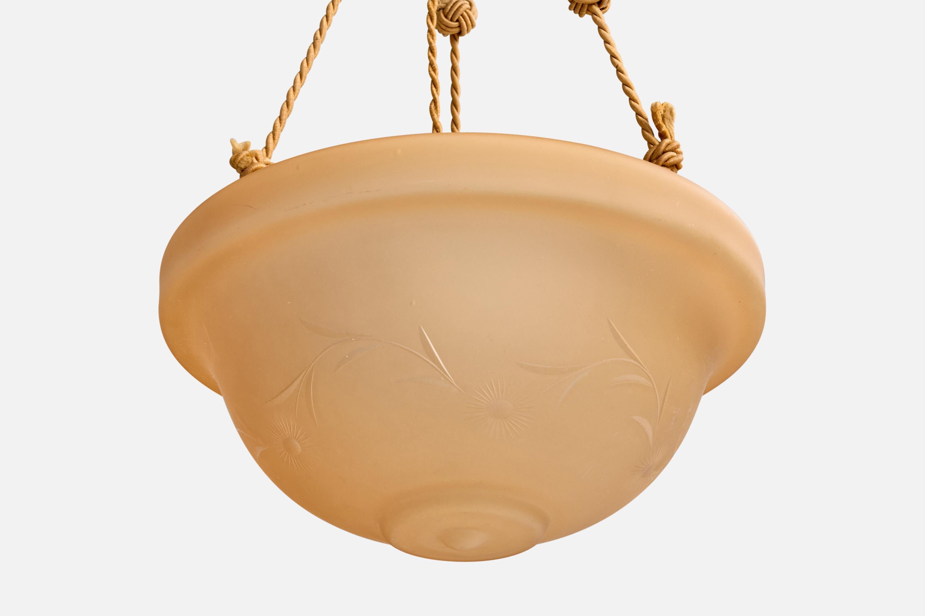 Atribución de Arvid Böhlmarks Lampfabrik, Lámpara colgante, Cristal, Cuerda, Suecia, 1930 en Bueno estado para la venta en High Point, NC