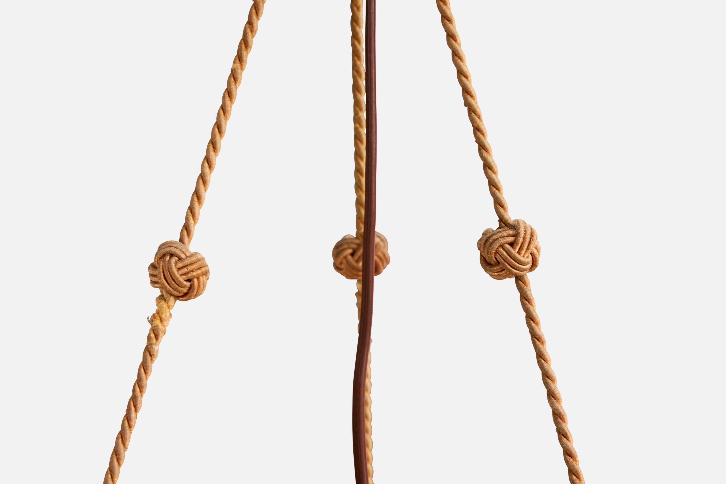 Arvid Böhlmarks Lampfabrik Attribution, Pendant Light, Glass, Rope, Sweden, 1930 For Sale 3