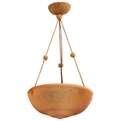 Arvid Böhlmarks Lampfabrik Attribution, Pendant Light, Glass, Rope, Sweden, 1930