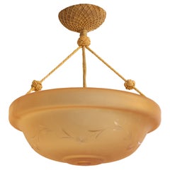 Arvid Böhlmarks Lampfabrik Attribution, Pendant Light, Glass, Rope, Sweden, 1930