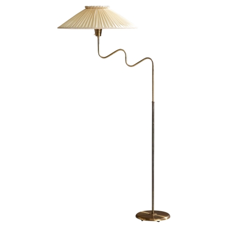 Arvid Böhlmarks Lampfabrik, Floor Lamp, Brass, Fabric, Sweden, 1930s