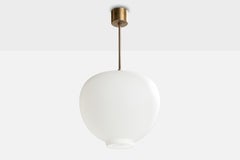 Arvid Böhlmarks Lampfabrik, Pendant Light, Brass, Glass, Sweden, 1950s