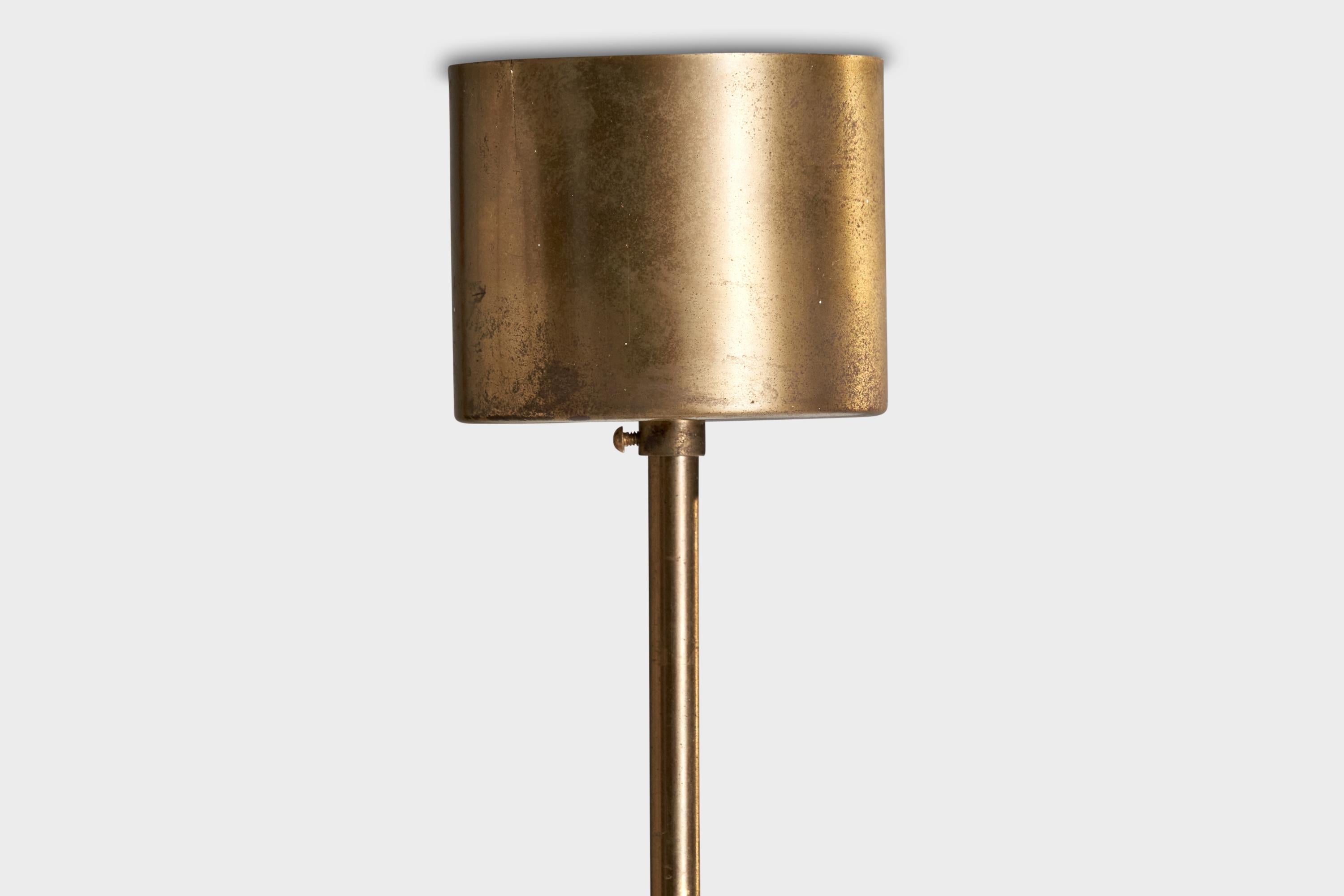Mid-20th Century Arvid Böhlmarks Lampfabrik, Pendant Light, Brass, Glass, Sweden, 1950s For Sale