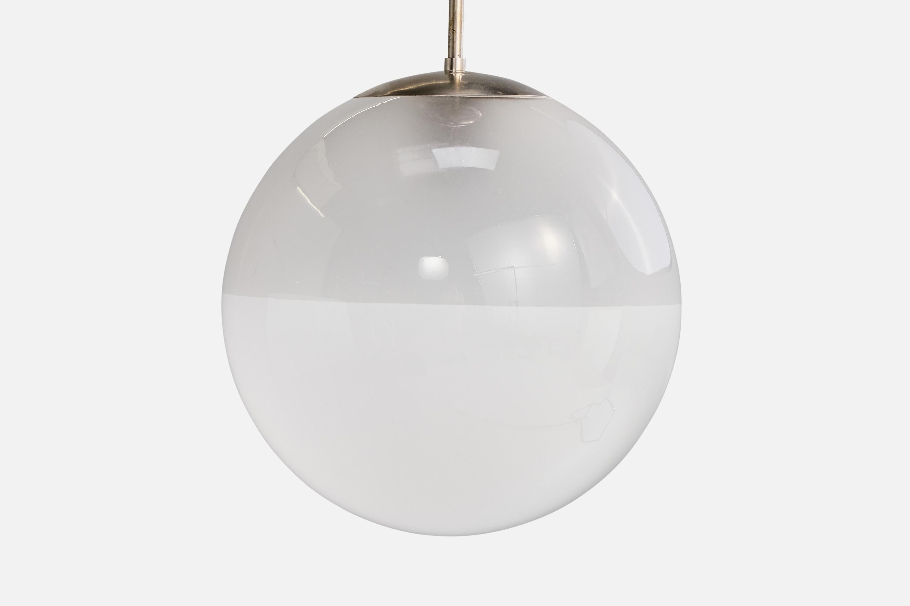 Arvid Böhlmarks Lampfabrik, Lampada a sospensione, Cromo, Vetro, Svezia, anni '30 In condizioni buone in vendita a High Point, NC