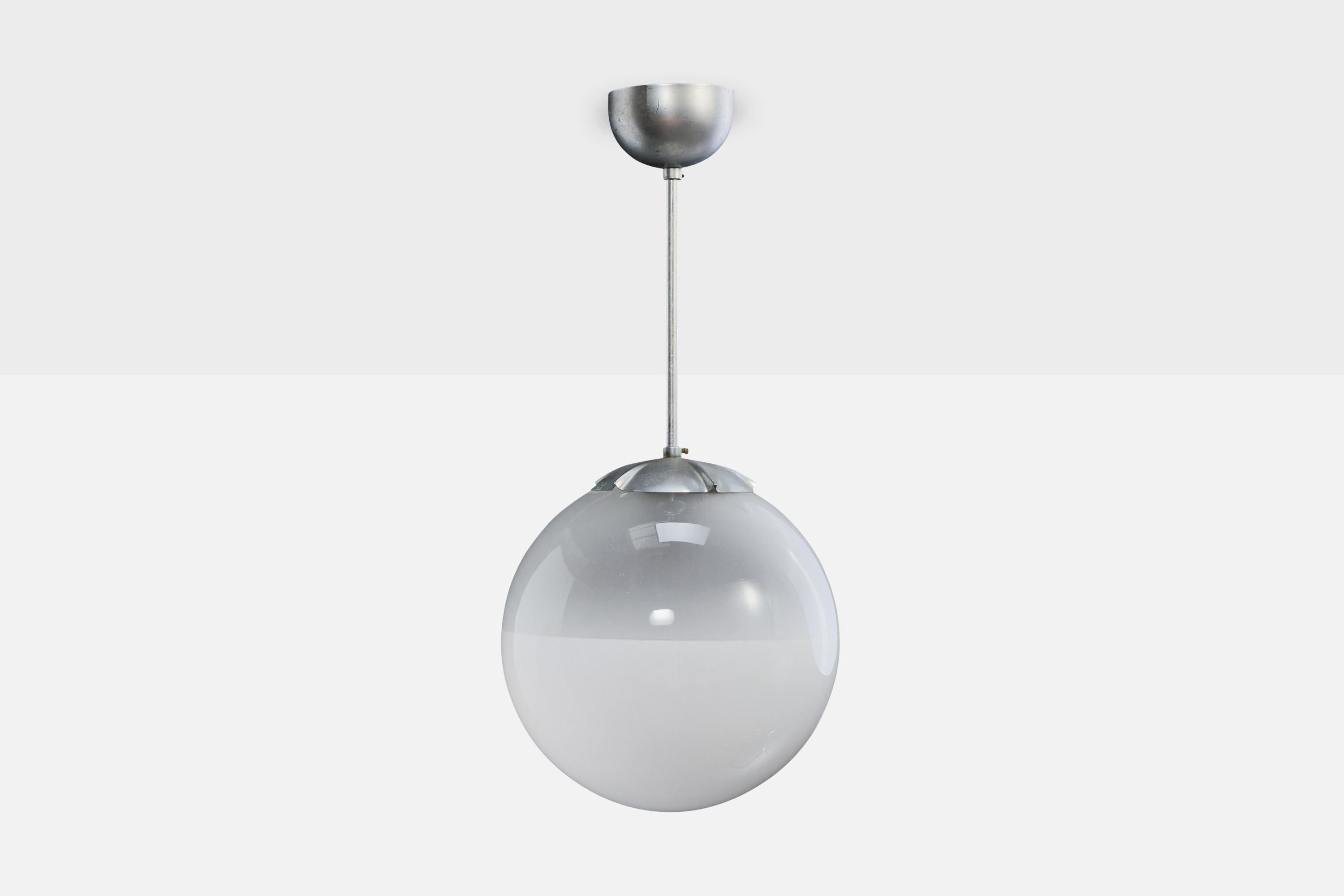 Scandinavo moderno Arvid Böhlmarks Lampfabrik, Lampada a sospensione, Metallo, Vetro, Svezia, anni '30 in vendita