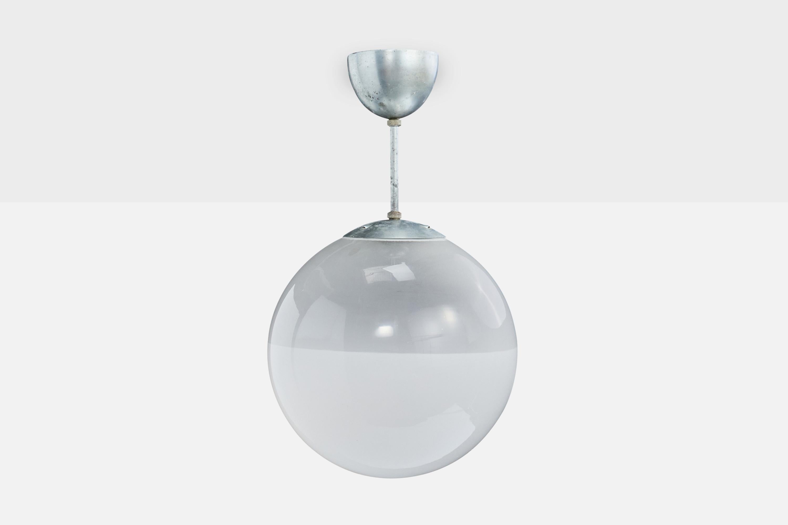 Scandinavo moderno Arvid Böhlmarks Lampfabrik, Lampada a sospensione, Metallo, Vetro, Svezia, anni '30 in vendita