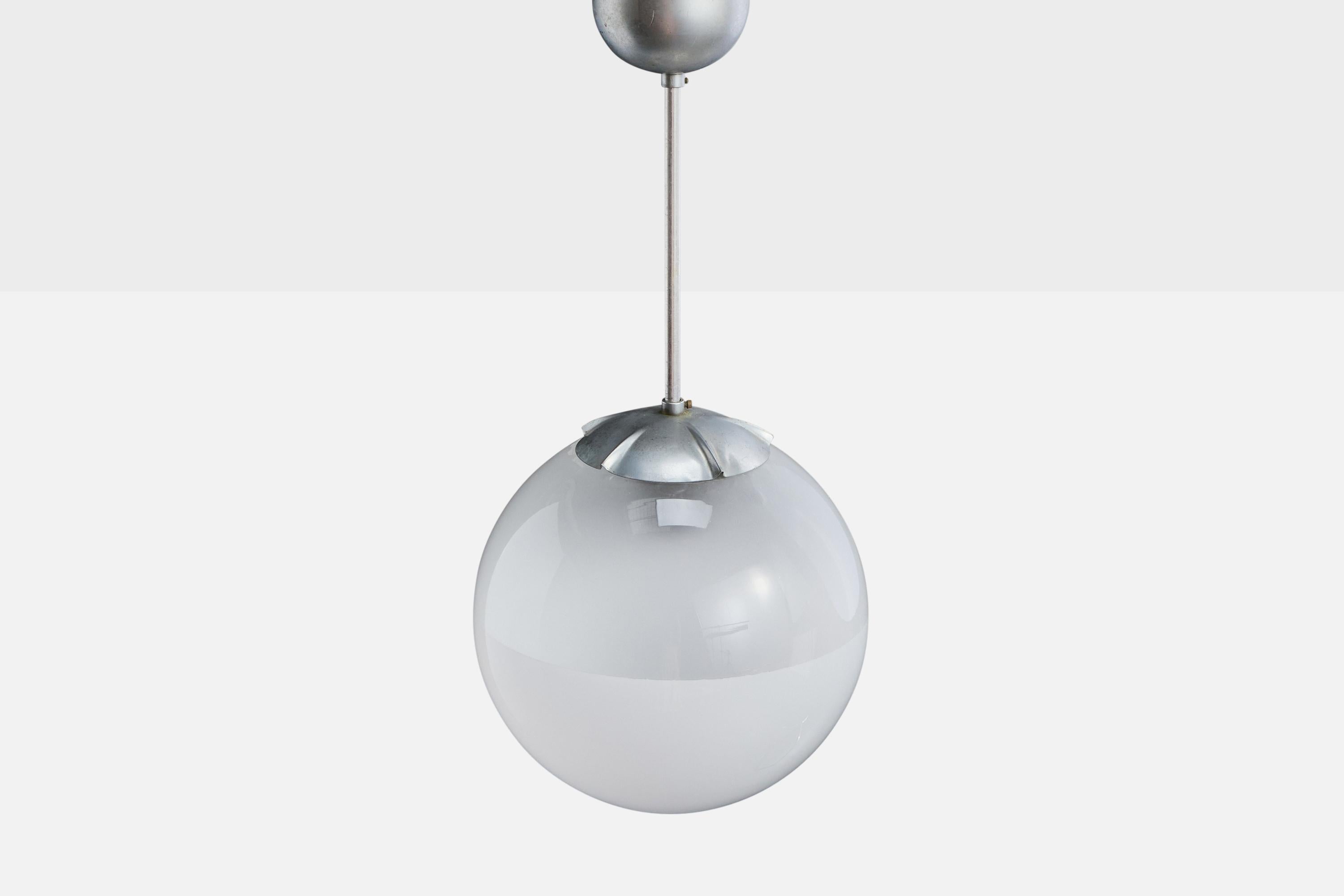 Svedese Arvid Böhlmarks Lampfabrik, Lampada a sospensione, Metallo, Vetro, Svezia, anni '30 in vendita