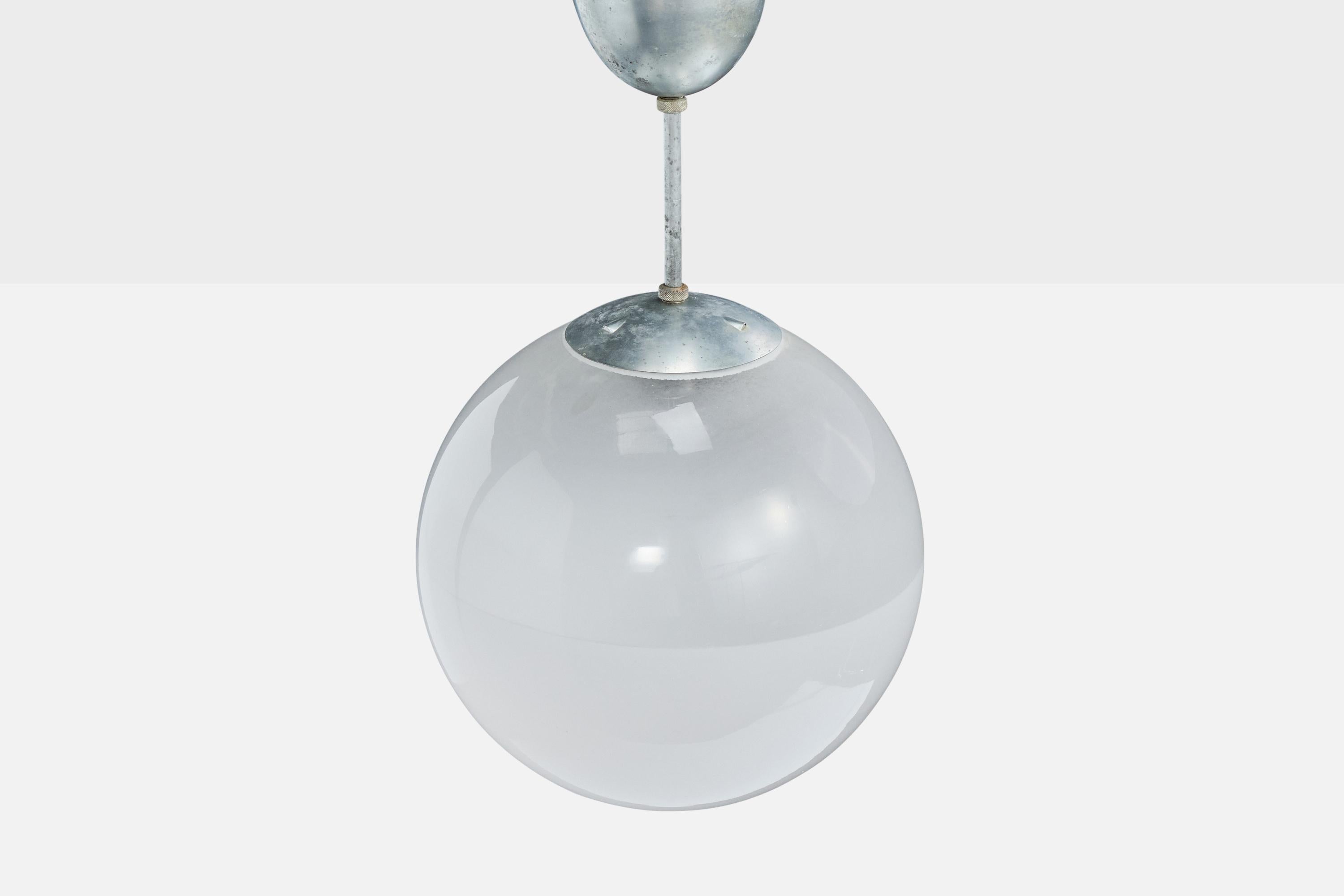 Svedese Arvid Böhlmarks Lampfabrik, Lampada a sospensione, Metallo, Vetro, Svezia, anni '30 in vendita