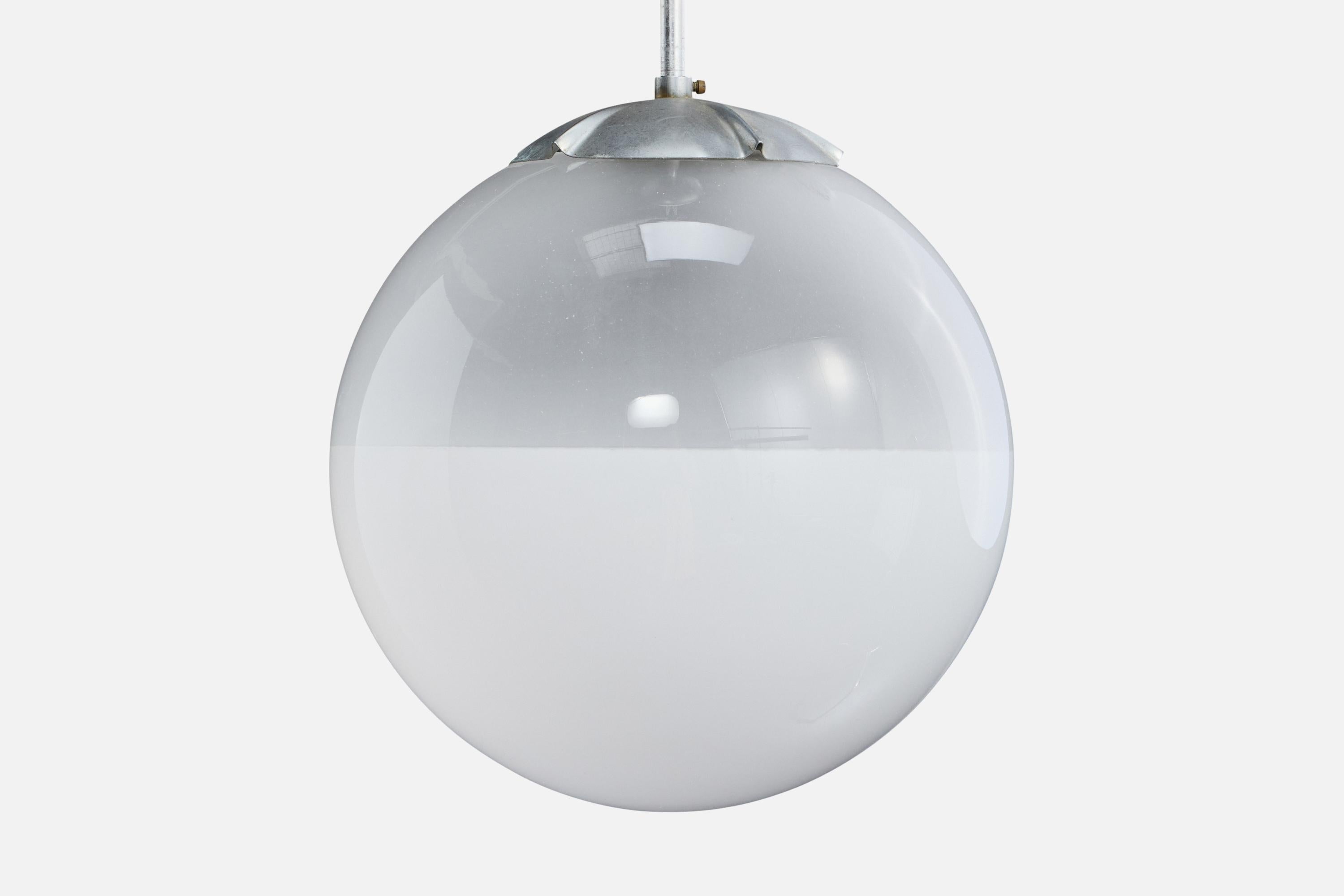 Arvid Böhlmarks Lampfabrik, Lampada a sospensione, Metallo, Vetro, Svezia, anni '30 In condizioni discrete in vendita a High Point, NC