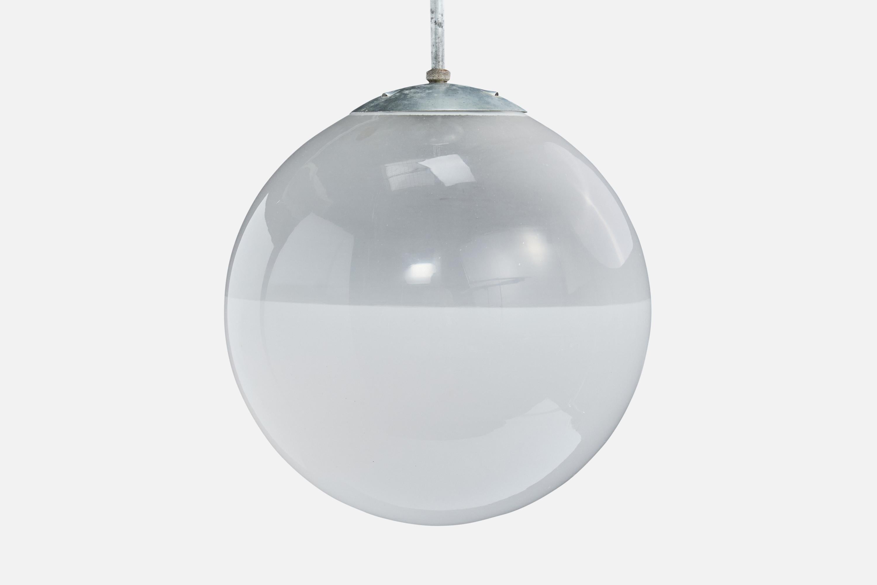 Arvid Böhlmarks Lampfabrik, Lampada a sospensione, Metallo, Vetro, Svezia, anni '30 In condizioni buone in vendita a High Point, NC