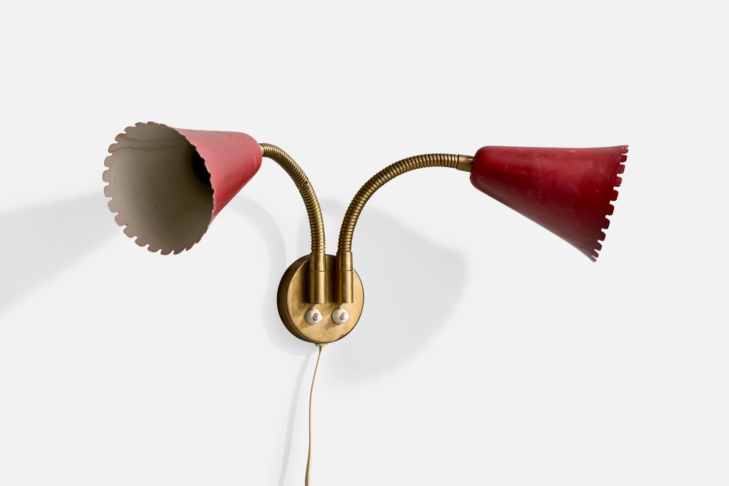 Mid-Century moderno Arvid Böhlmarks Lampfabrik, Applique, Ottone, Metallo, Svezia, anni '50 in vendita