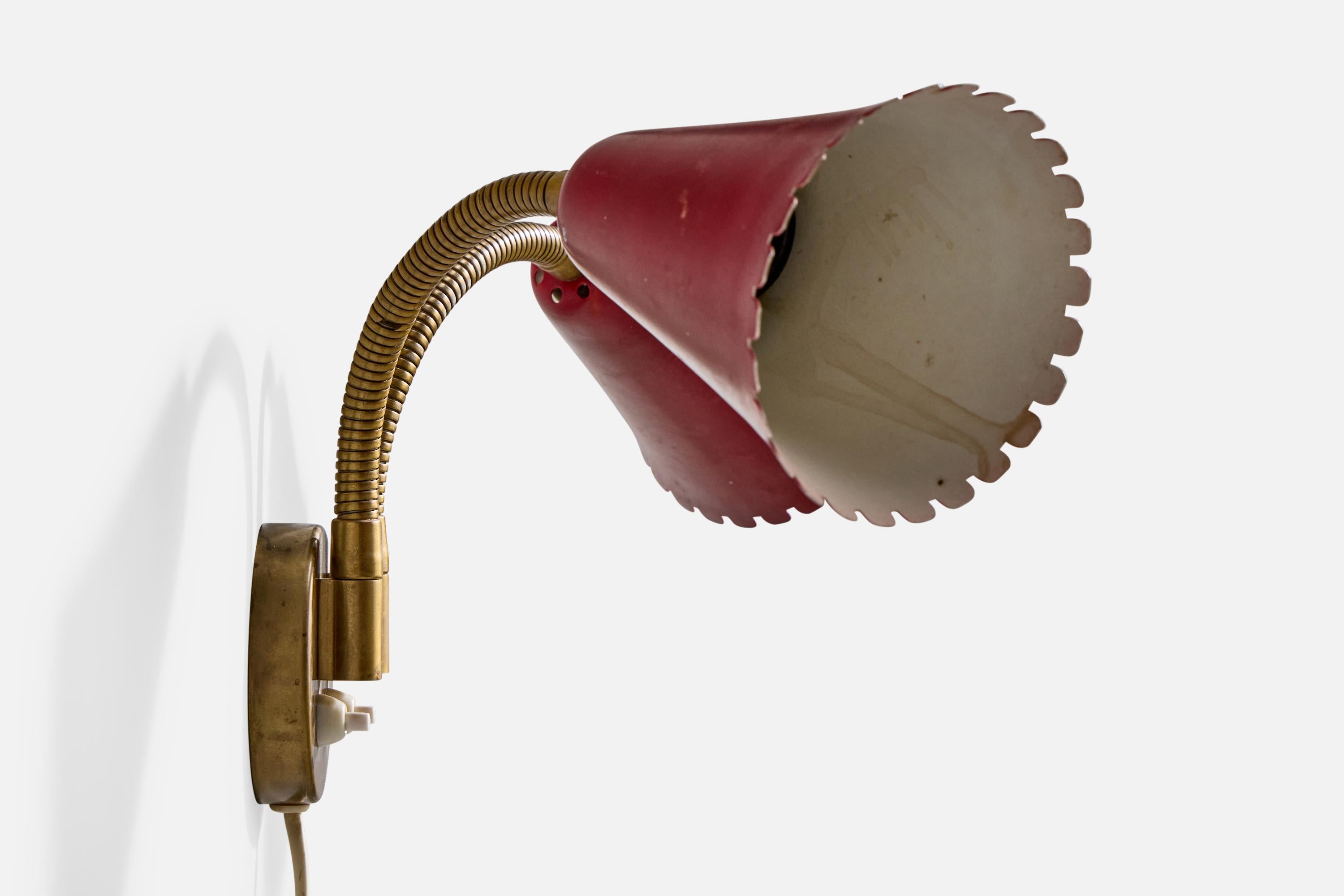 Svedese Arvid Böhlmarks Lampfabrik, Applique, Ottone, Metallo, Svezia, anni '50 in vendita