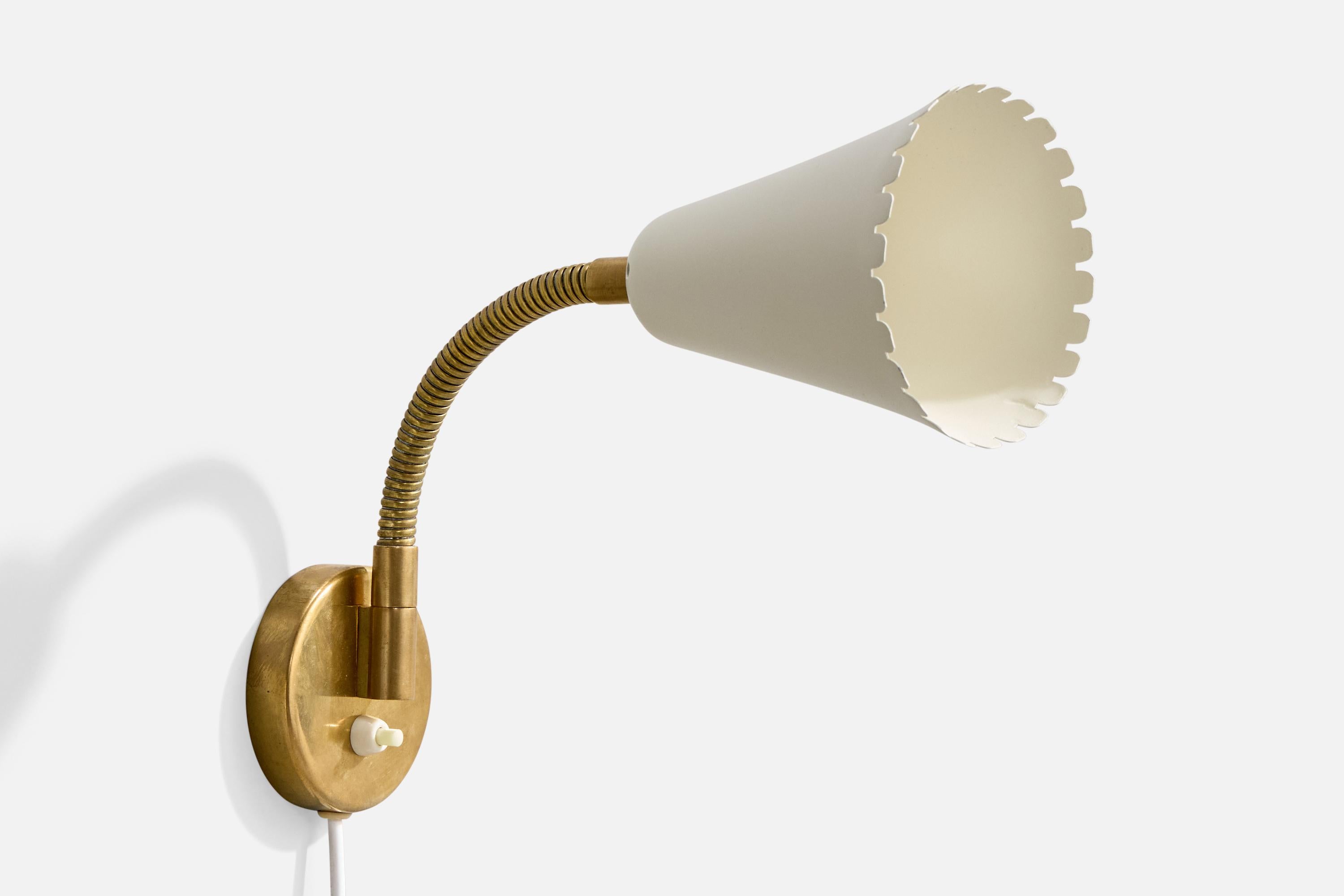Svedese Arvid Böhlmarks Lampfabrik, Wall Lights, Brass, Metal, Sweden, 1950s in vendita