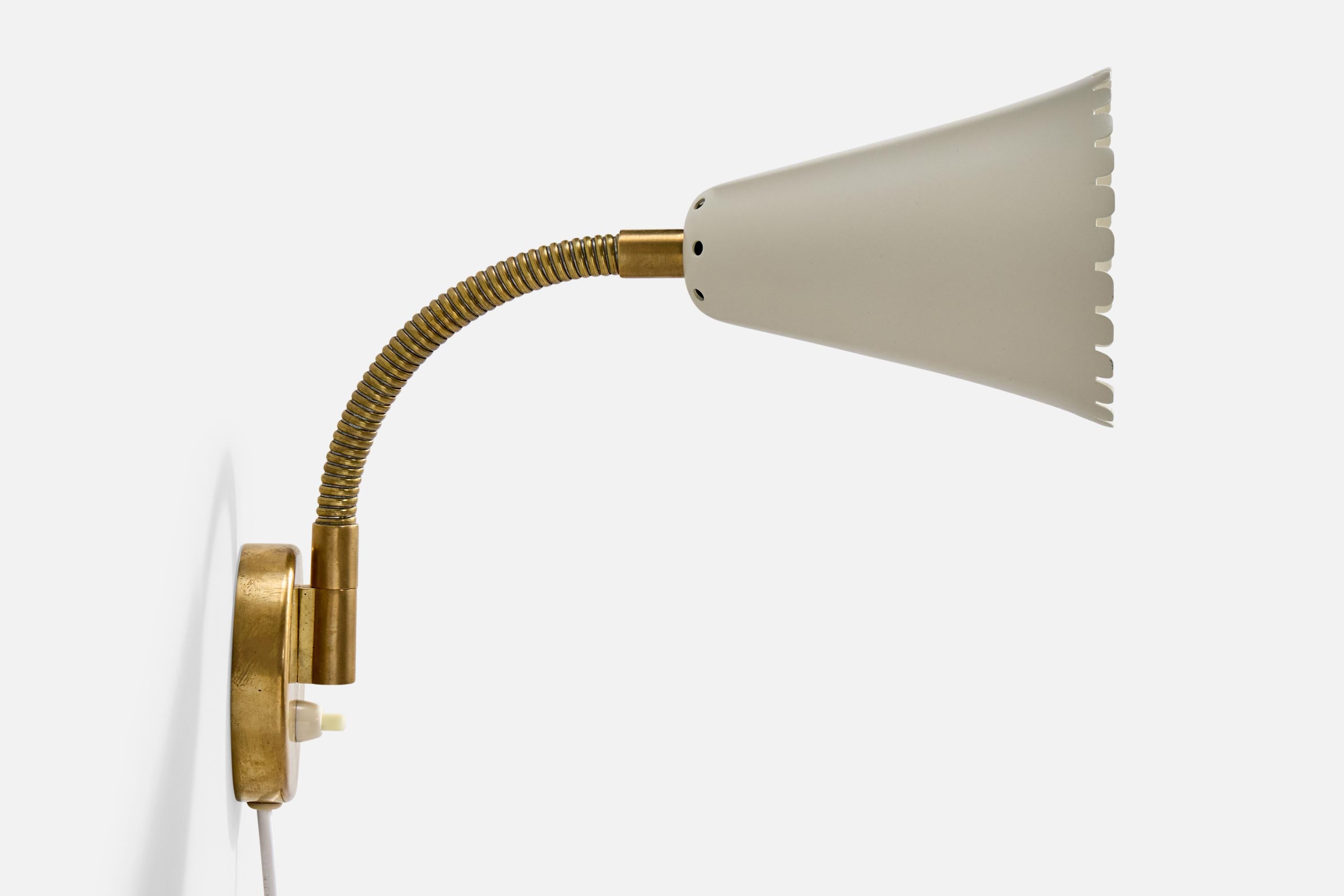 Arvid Böhlmarks Lampfabrik, Wall Lights, Brass, Metal, Sweden, 1950s In condizioni buone in vendita a High Point, NC