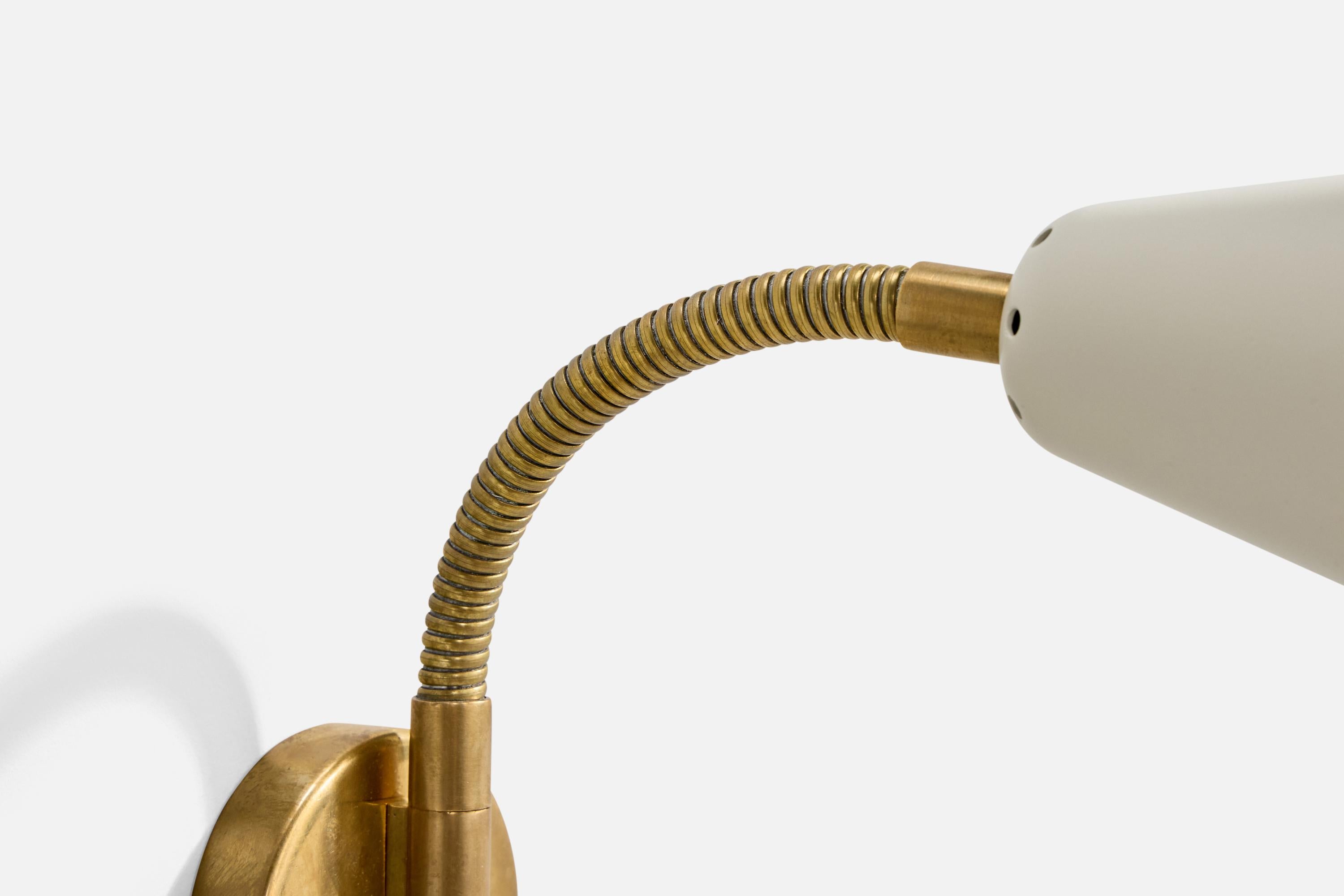 Metallo Arvid Böhlmarks Lampfabrik, Wall Lights, Brass, Metal, Sweden, 1950s in vendita