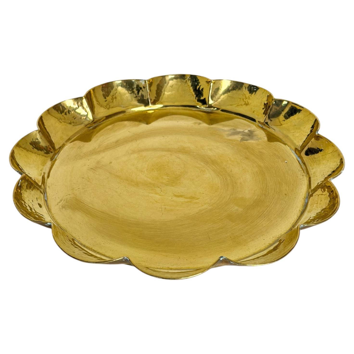 Arvid Johansson for Arvika Konstsmide – Hand-Hammered Brass Tray, Sweden, Mid-20