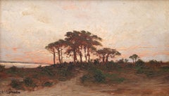Landscape Painting From 1895 by Arvid Mauritz Lindström, Oil Painting on Panel