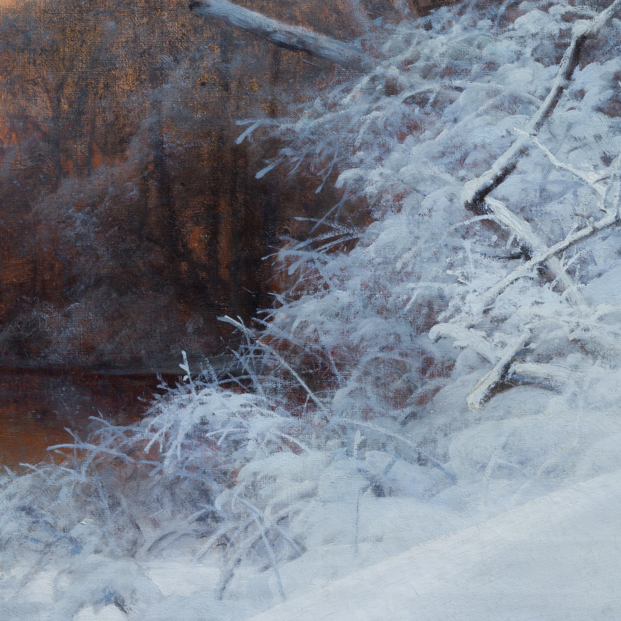 Paesaggio invernale crepuscolare di grandi dimensioni dipinto dall'artista Mauritz Lindström in vendita 1
