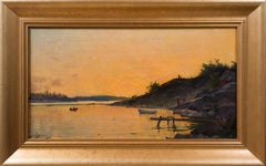 Rowing Boat and Descending Bird over Calm Water, circa 1880–1900