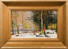 Small Painting Called First Snow by Swedish Artist Arvid Mauritz Lindström