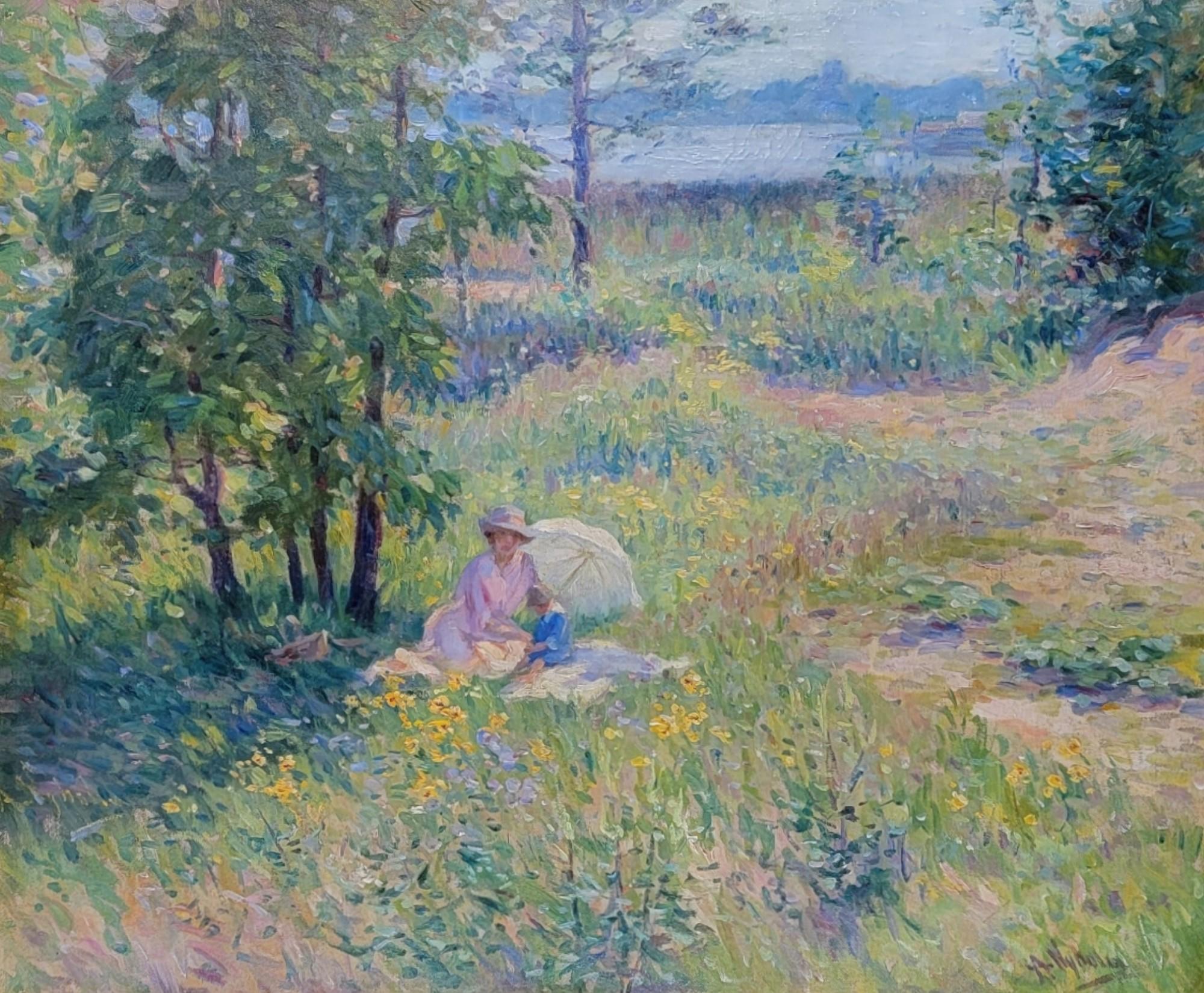 Landscape Painting by Arvid Nyholm, Impressionist, Swedish American, Chicago For Sale 1