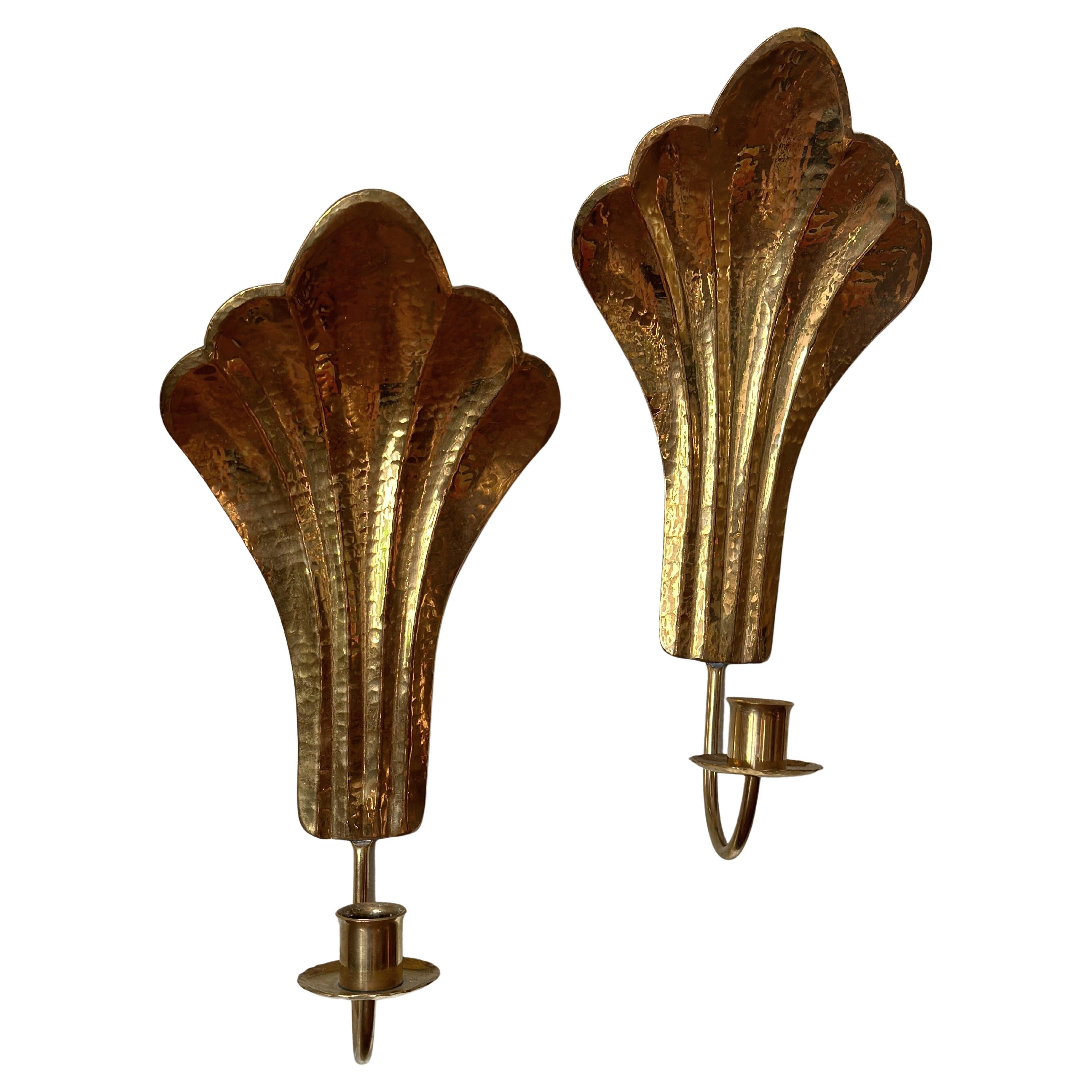 Arvika Pair of Brass Wall Candlesticks, 1960s.