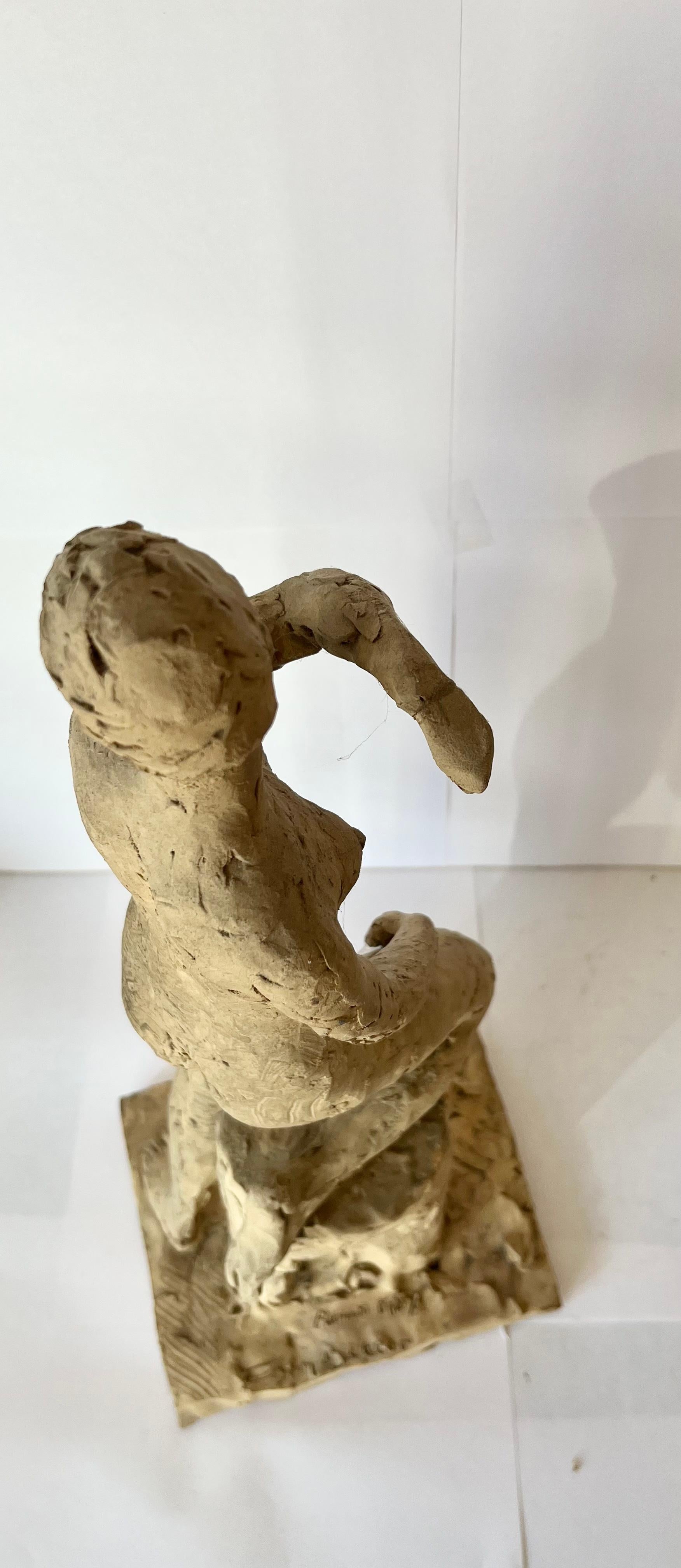 French Ary Bitter Original Signed Dated August 1957 Terracotta Nude Female Sculpture For Sale
