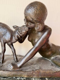 Ary Bitter original signed  Bronze   XX cent  Green marble base