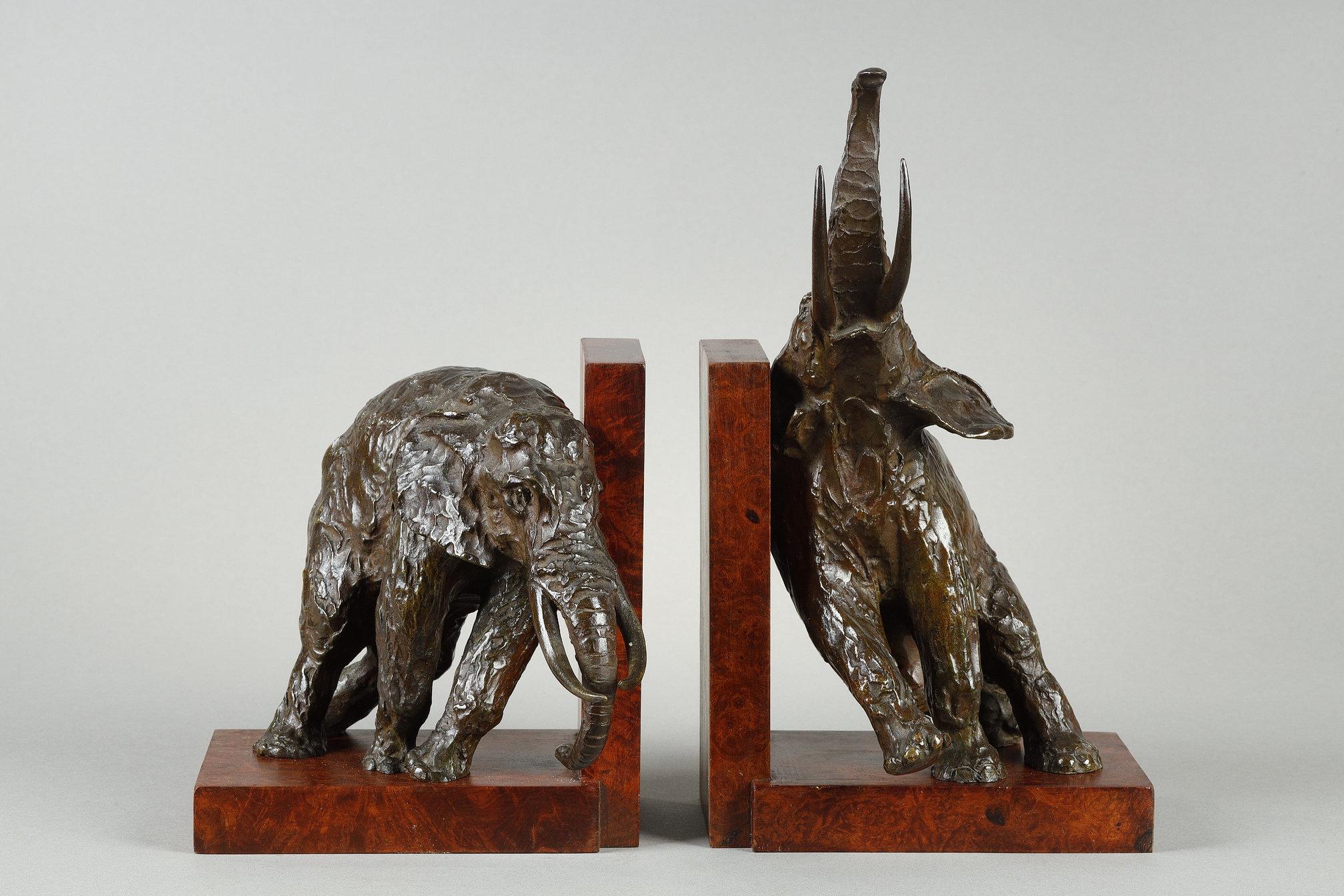 Pair of bookends with Elephants