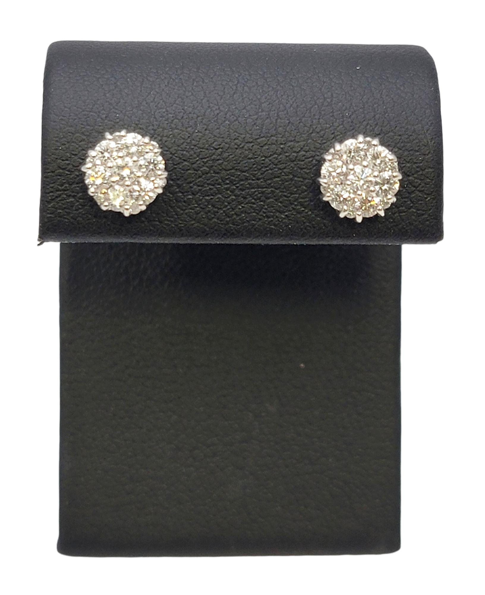 Arya Esa Diamond Flower Stud Pierced Earrings in 14 Karat White Gold 4