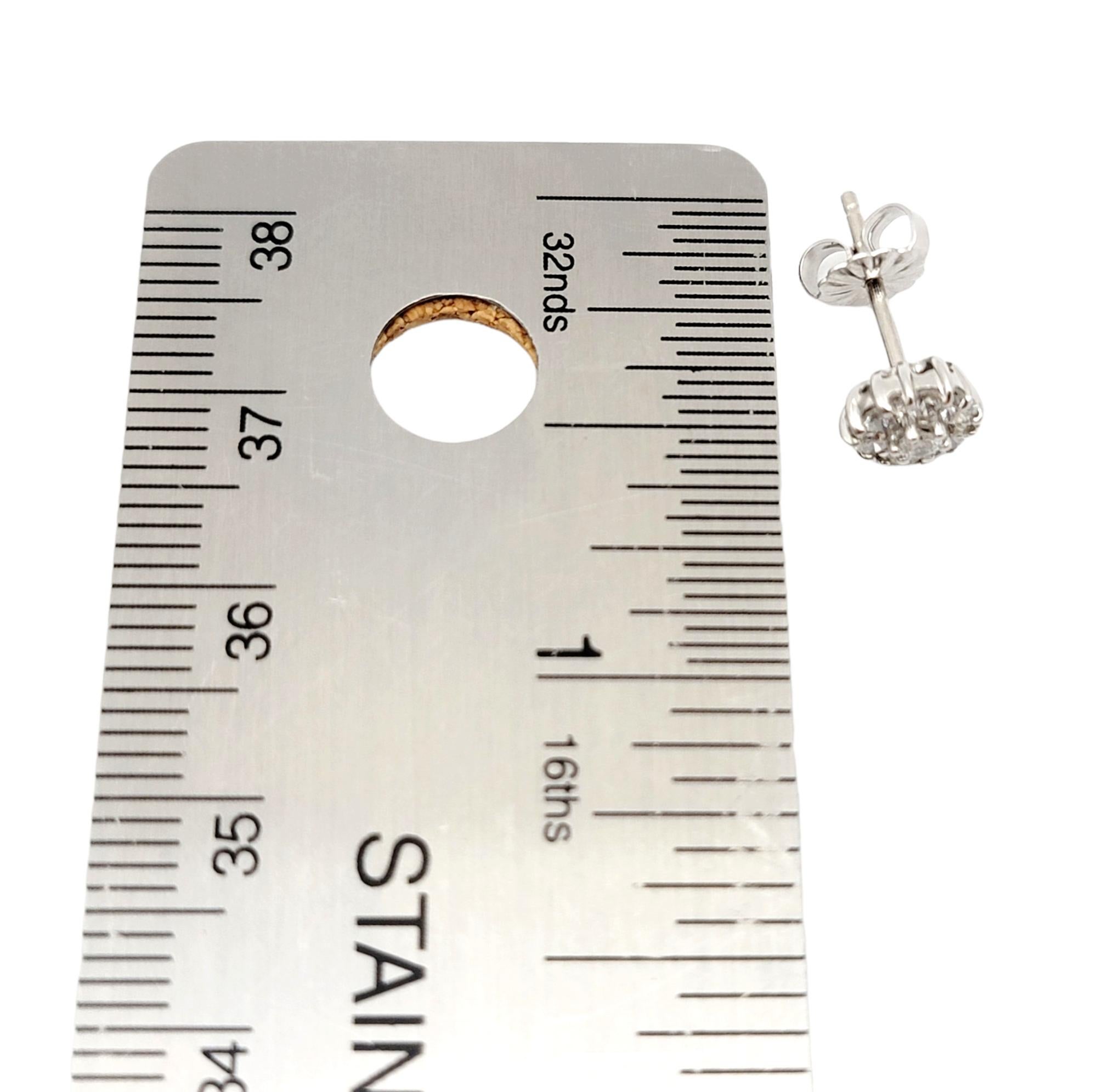 Arya Esa Diamond Flower Stud Pierced Earrings in 14 Karat White Gold 7