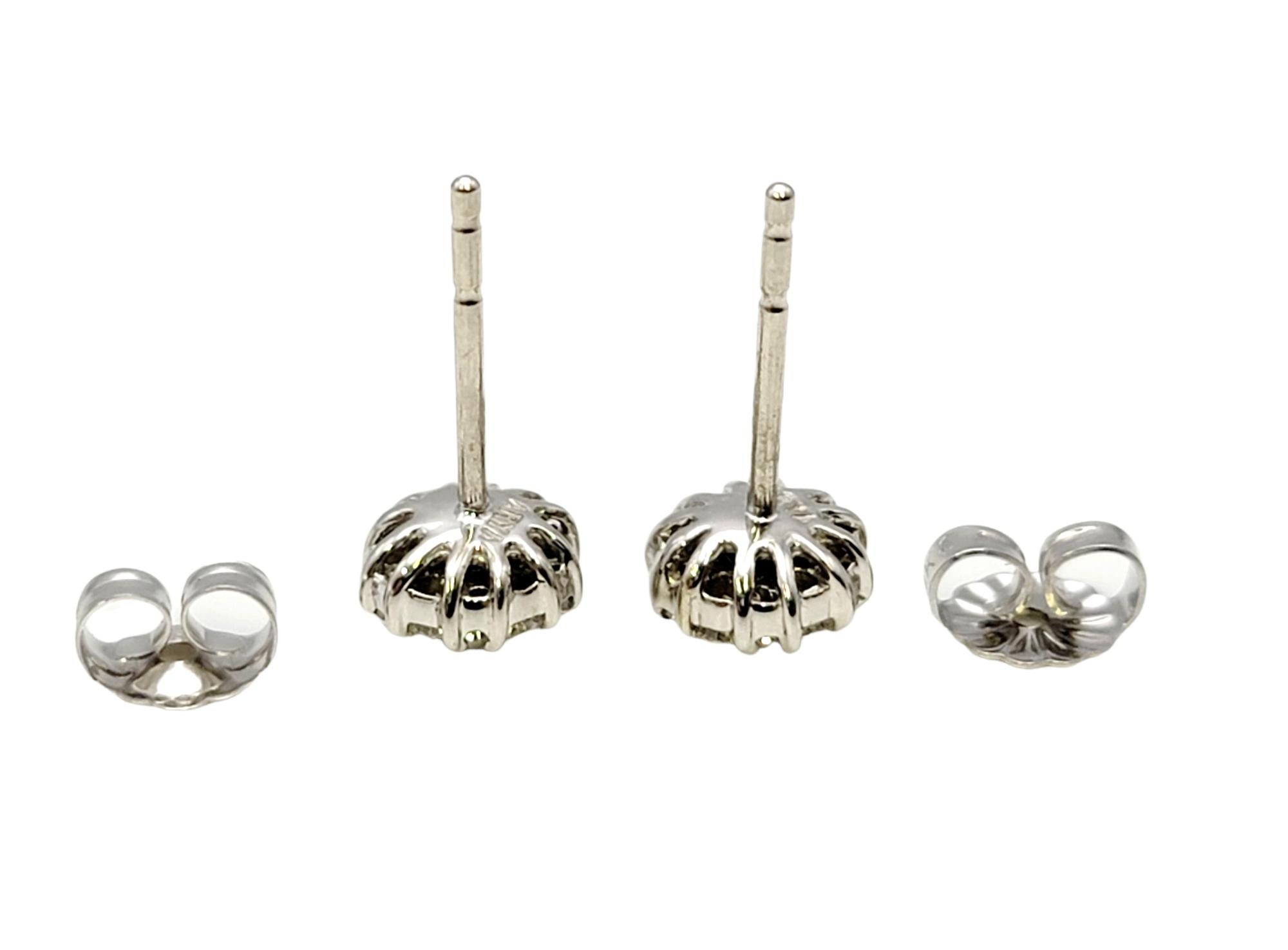 Arya Esa Diamond Flower Stud Pierced Earrings in 14 Karat White Gold In Good Condition In Scottsdale, AZ