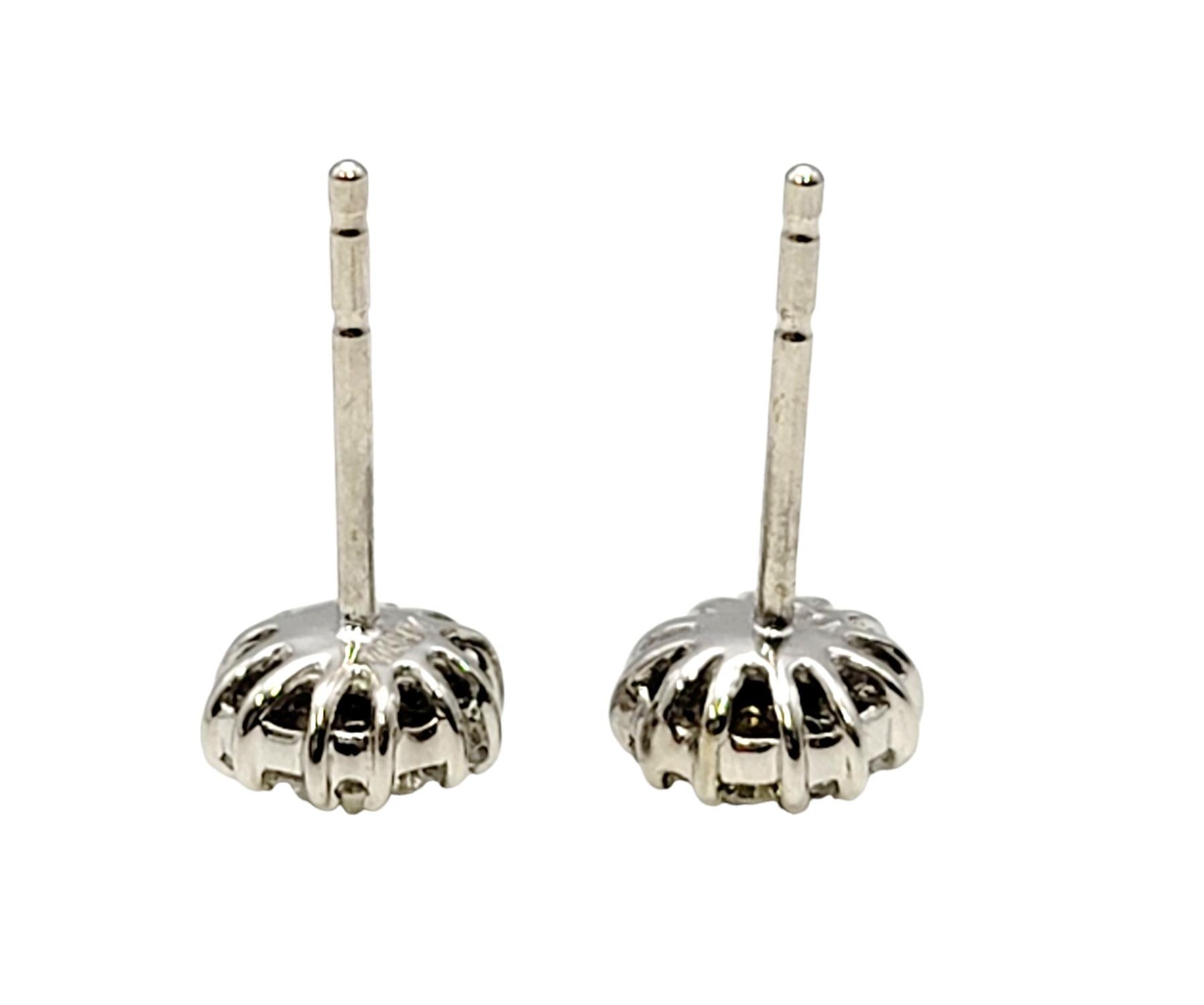 Women's Arya Esa Diamond Flower Stud Pierced Earrings in 14 Karat White Gold