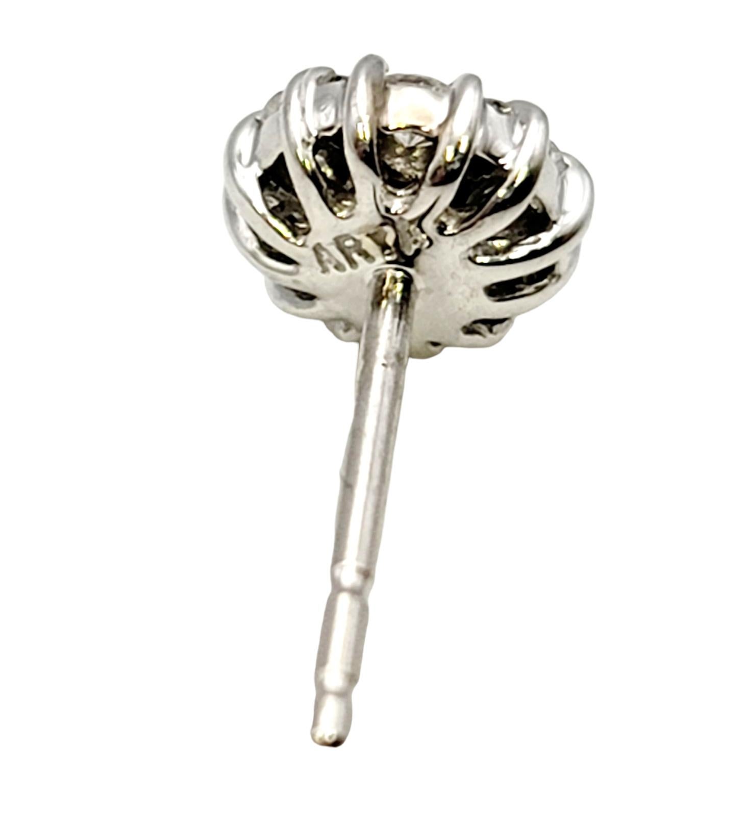 Arya Esa Diamond Flower Stud Pierced Earrings in 14 Karat White Gold 1