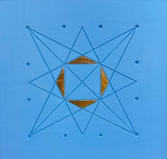 "Sacred Geometry of Gemini" - Acrylic and Gold on Engraved Wood - 60x60 cm