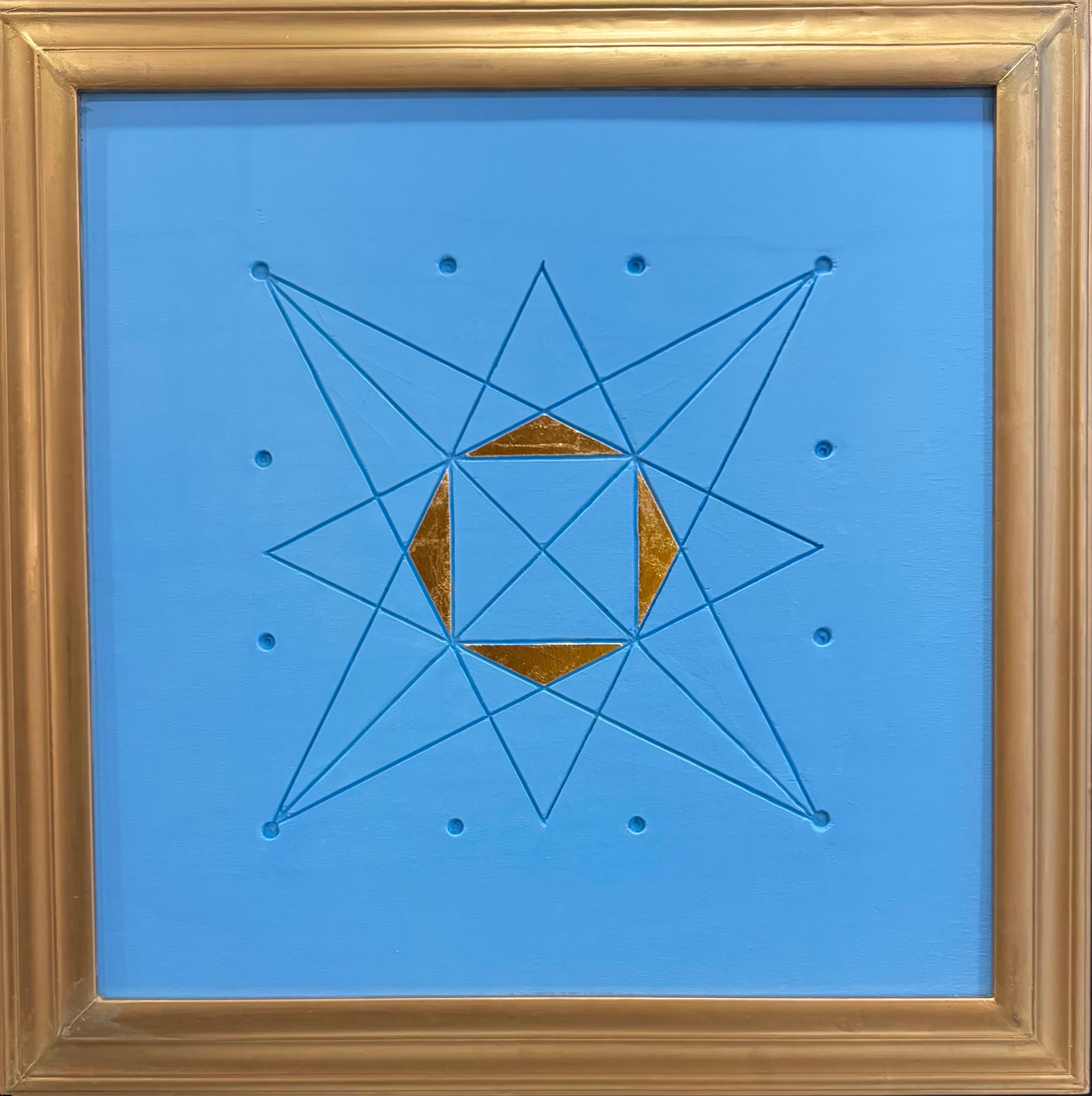 "Sacred Geometry of Gemini" - Acrylic and Gold on Engraved Wood - 60x60 cm - Mixed Media Art by Aryana Gyselinck