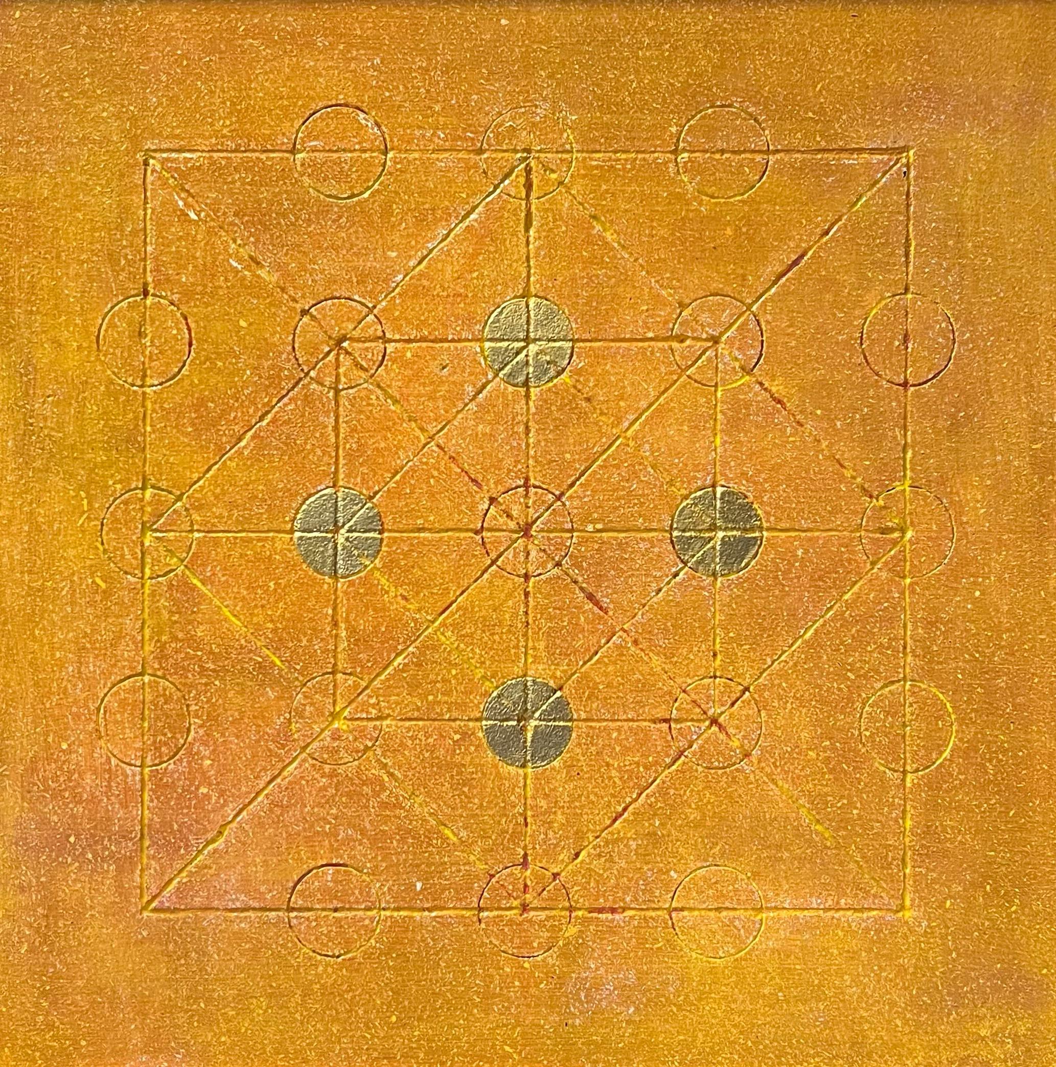 « La géométrie sacrée du cancer » - Acrylique et or sur bois gravé - 40 x 40 cm